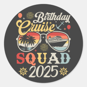 Adesivo Redondo Birthday Cruise Squad 2025 Matching Familiar
