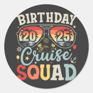 Adesivo Redondo Birthday Cruise Squad 2025 Matching Familiar