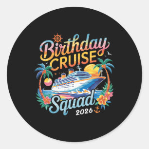 Adesivo Redondo Birthday Cruise Squad 2026 Family Cruise Vacation