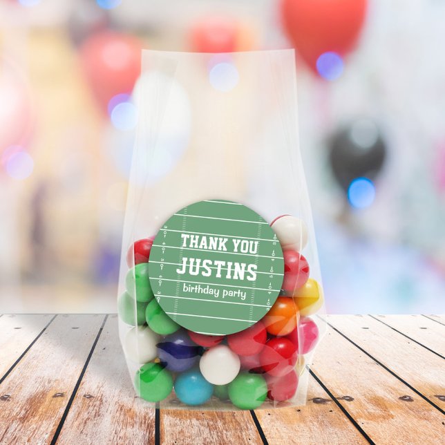 Adesivo Redondo Birthday Cute Sports Football Field Obrigado (Criador carregado)