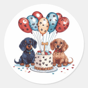 Adesivo Redondo Birthday Dachshund Dogs