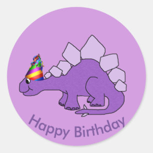Adesivo Redondo Birthday Dinosauer Stickers