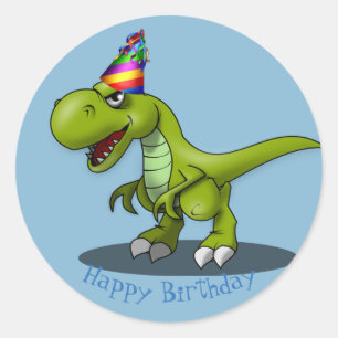 Adesivo Redondo Birthday Dinosauer Stickers