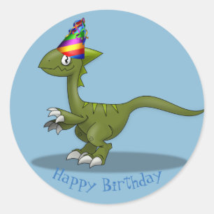 Adesivo Redondo Birthday Dinosauer Stickers