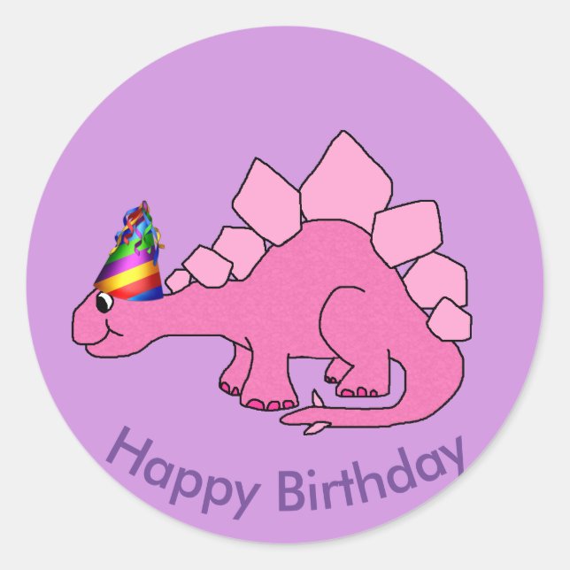 Adesivo Redondo Birthday Dinosauer Stickers (Frente)