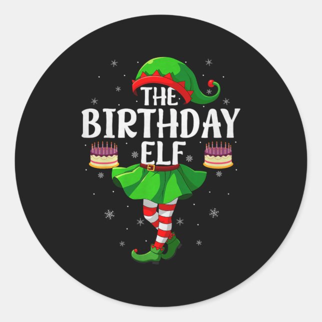 Adesivo Redondo Birthday Elf Christmas Girls Women Elf Squad Xmas  (Frente)