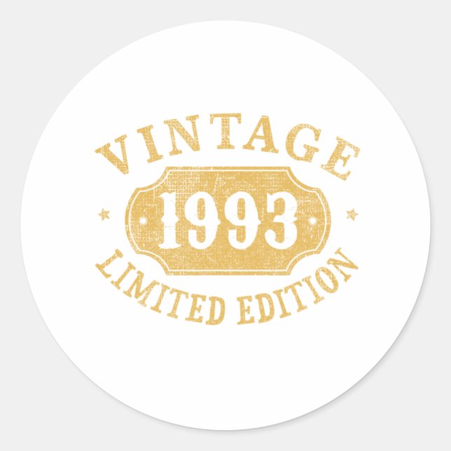Adesivo Redondo Birthday Gift Best Limited para os anos 93 (Frente)