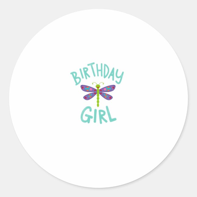 Adesivo Redondo Birthday girl shirt Dragonfly birthday party tee s (Frente)