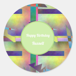 Adesivo Redondo Birthday Greetings Abstract Pattern Stencil Art