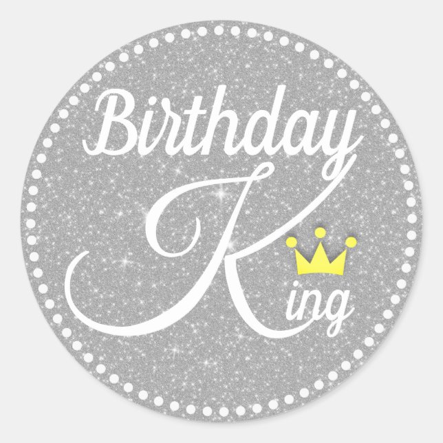 Adesivo Redondo Birthday King (Frente)
