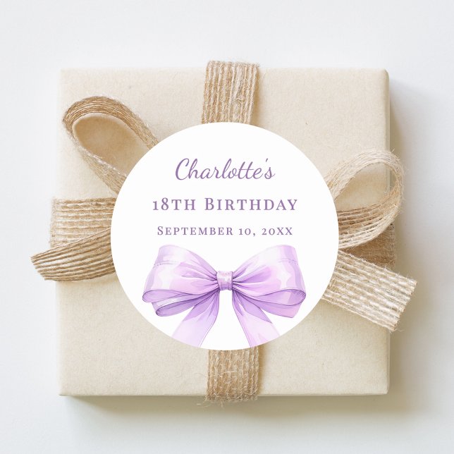 Adesivo Redondo Birthday lavender bow (Criador carregado)
