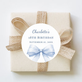 Adesivo Redondo Birthday light blue bow