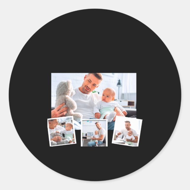 Adesivo Redondo Birthday Name Age Photo Collage  (Frente)