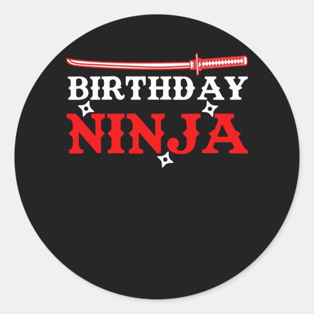 Adesivo Redondo Birthday Ninja Fighter Birthday (Frente)