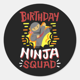 Adesivo Redondo Birthday Ninja Squad Karate Girls Garotas Crianças