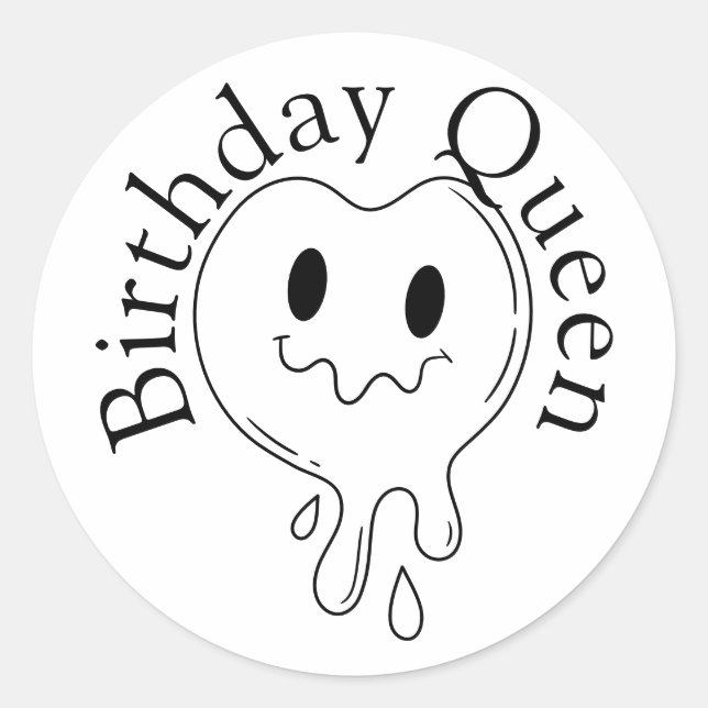 Adesivo Redondo Birthday Queen (Frente)