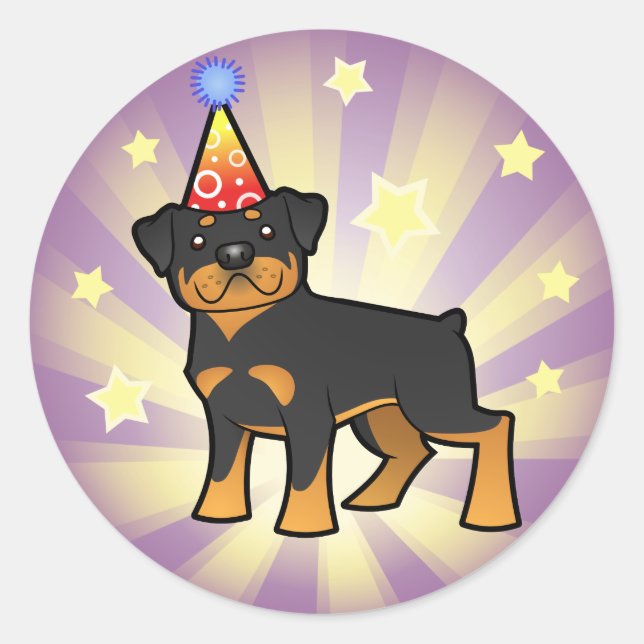 Adesivo Redondo Birthday Rottweiler (Frente)