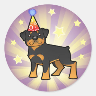 Adesivo Redondo Birthday Rottweiler