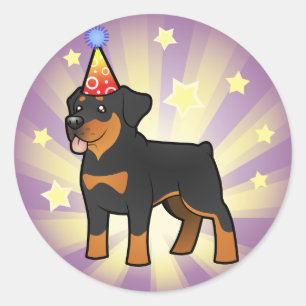 Adesivo Redondo Birthday Rottweiler
