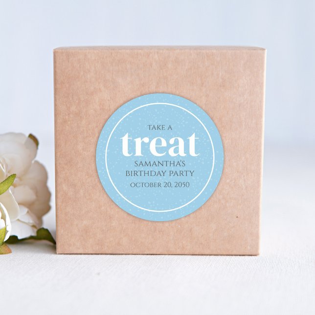 Adesivo Redondo Birthday Simple Minimalist Modern Tratat Blue (Criador carregado)