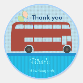 Adesivo Redondo Birthday Stickers: Ônibus de Londres