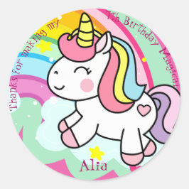 Adesivo Redondo Birthday Unicorn Personalizado