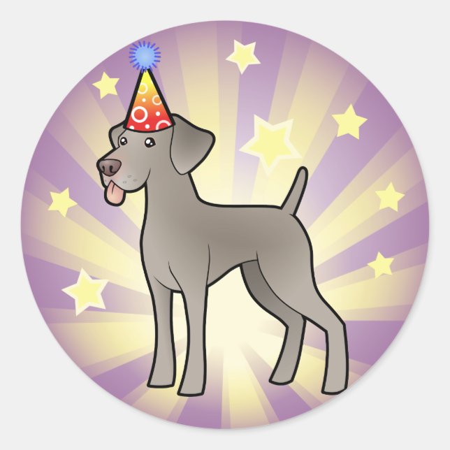 Adesivo Redondo Birthday Weimaraner (Frente)