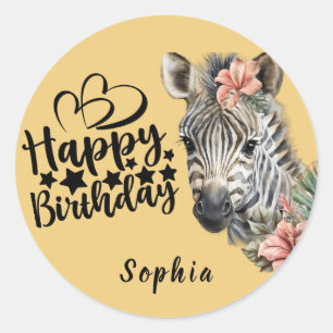 Adesivo Redondo Birthday Wild Safari Animal Sticker
