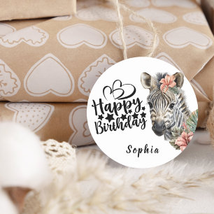 Adesivo Redondo Birthday Wild Safari Animal Sticker