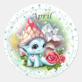 Adesivo Redondo Birthstone April Diamond Dragon Sticker