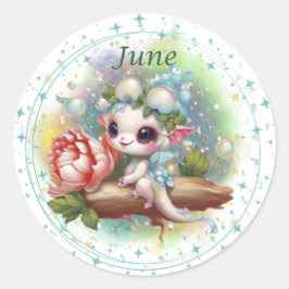 Adesivo Redondo Birthstone June Pearl Dragon Sticker