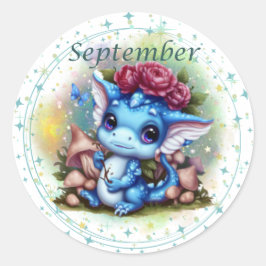 Adesivo Redondo Birthstone Setembro Sapphire Dragon Sticker