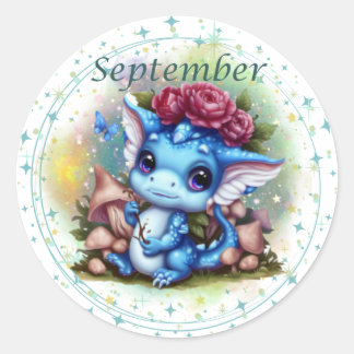 Adesivo Redondo Birthstone Setembro Sapphire Dragon Sticker