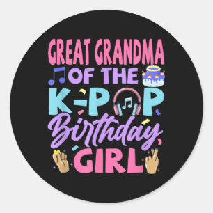 Adesivo Redondo Bisavó das Meninas de Aniversário do K-Pop Coreano