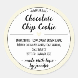 Adesivo Redondo Biscoito Amarelo Caseiro com Gotinhas de Chocolate