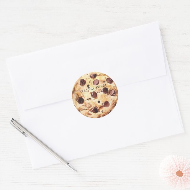 Adesivo Redondo Biscoito com Gotinhas de Chocolate (Envelope)