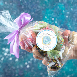 Adesivo Redondo Biscoito de Açúcar Azul Aquarela Da Cozinha De