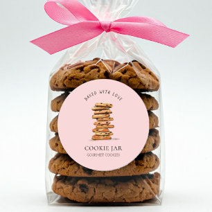 Adesivo Redondo Biscoito de chocolate em aquarela Padaria 