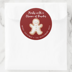 Adesivo Redondo Biscoito de Gengibre Vermelho Fofo Natal Festa