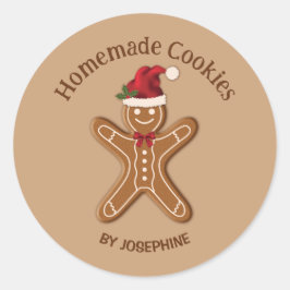 Adesivo Redondo Biscoito de Natal de Gengibre - Biscoitos Caseiros