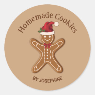 Adesivo Redondo Biscoito de Natal de Gengibre - Biscoitos Caseiros