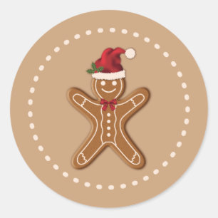 Adesivo Redondo Biscoito de Natal de Gengibre Festivo