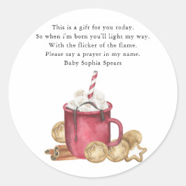 Adesivo Redondo Biscoito de Natal e cacau - Rótulo da vela de oraç