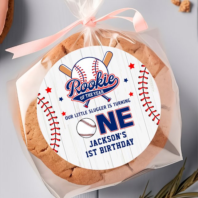 Adesivo Redondo Biscoito do Ano de primeiro aniversario Baseball S (Criador carregado)