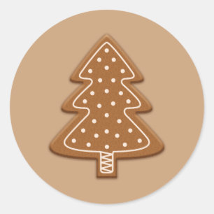 Adesivo Redondo Biscoito em forma de árvore de Natal de gengibre