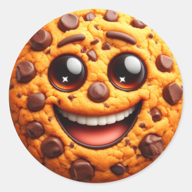 Adesivo Redondo Biscoito sorridente. (Frente)