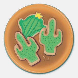 Adesivo Redondo Biscoitos Cactus