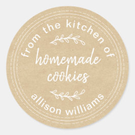 Adesivo Redondo Biscoitos Caseiros Rústicos Da Cozinha da Kraft