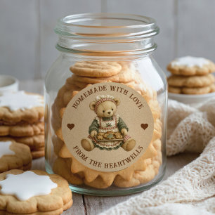 Adesivo Redondo Biscoitos Caseiros Ursinho Teddy Férias