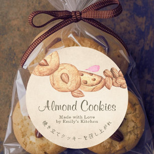Adesivo Redondo Biscoitos de Amêndoa Produto de Padaria em Papel K
